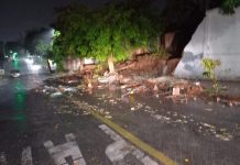 Muro da escola Cetap, em Betim, desmorona durante a chuva na noite desta segunda-feira (3); veja outras ocorrências